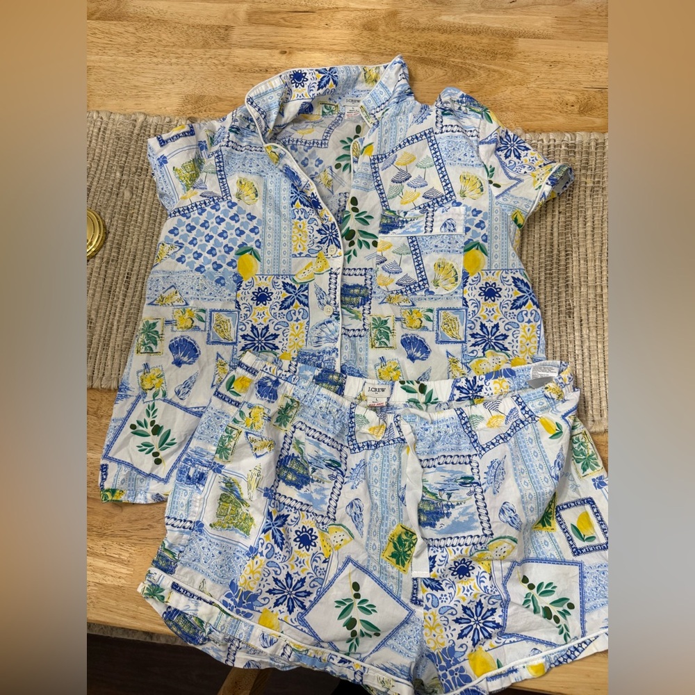 J.Crew Factory Women’s lemon print Short Pajama Set Size: large - Picture 2 of 6